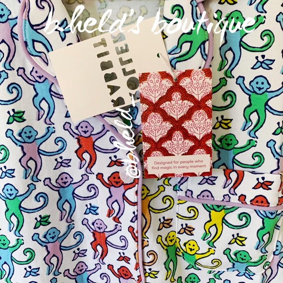 Roller Rabbit Disco Monkey Polo Pajamas in Rainbow Size Small S Brand New NWT - Picture 4 of 16